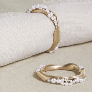 3 sets of completedworks gold tone faux pearl napkin rings Msrp value $1000+